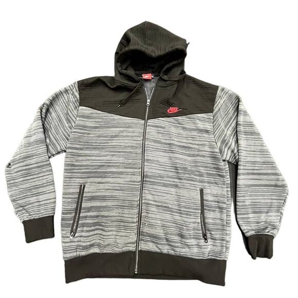 90s Nike Full Zip Gray Heavy Duty Hoodie Jacket Red Tag XL - Picture 1 of 5